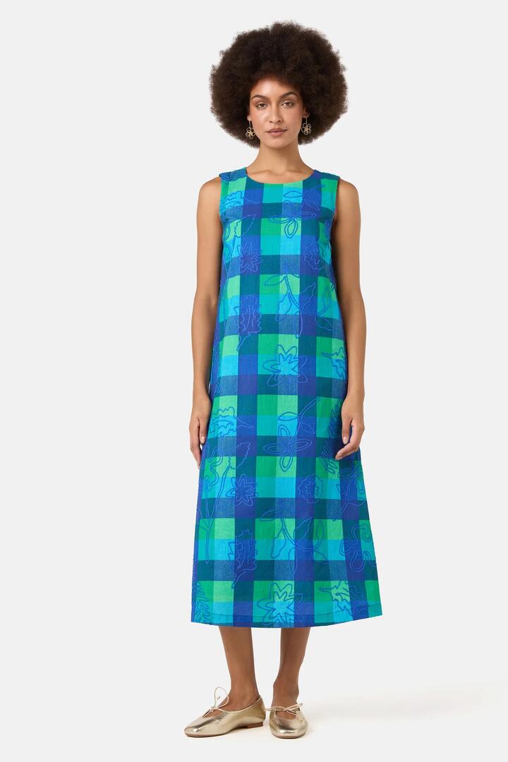 Image of Dresses. Product name - Petal Patch Check Midi Dress in Check colour by brand - Gorman