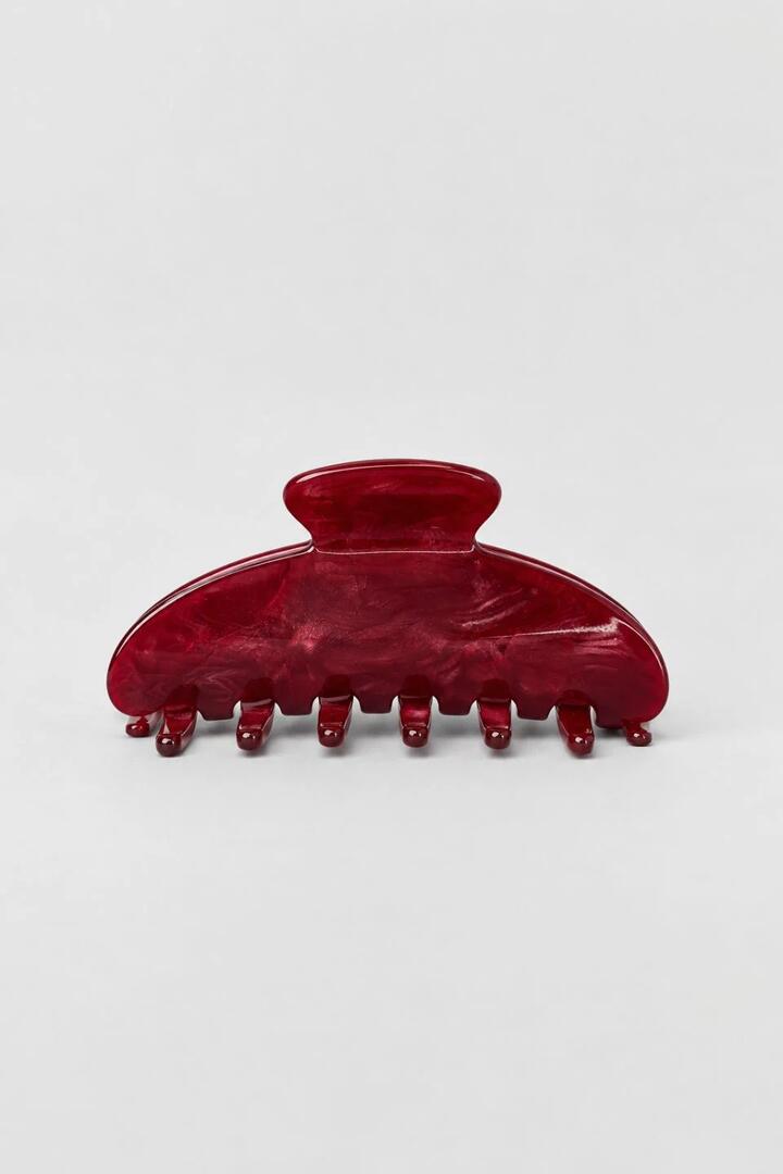 Image of Hair Accessories. Product name - Red Pearl Acrylic Claw Clip in Red colour by brand - Humble + Heart