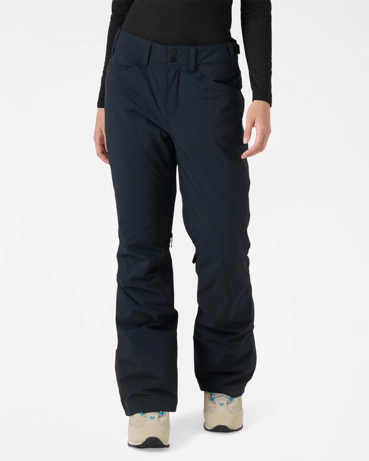 Image of a model wearing Pants. Product name - Roxy Womens Backyard Snow Pants Black in Black colour by brand - Roxy