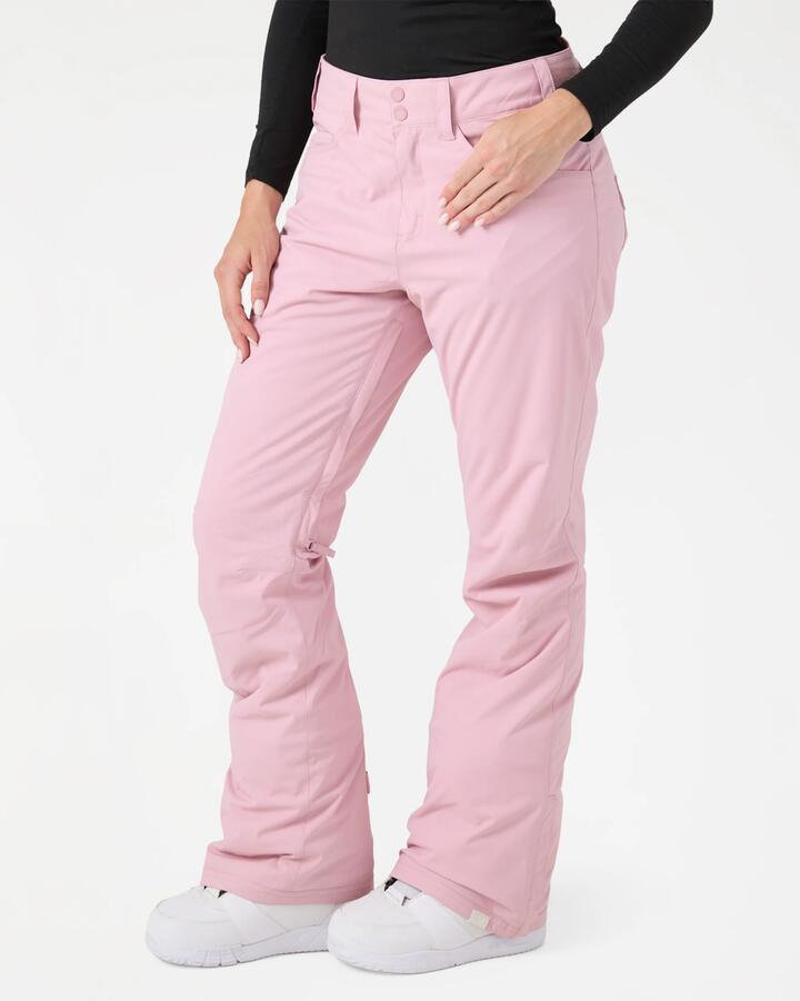 Image of a model wearing Pants. Product name - Roxy Womens Backyard Snow Pants Zephyr Pink in Zephyr Pink colour by brand - Roxy