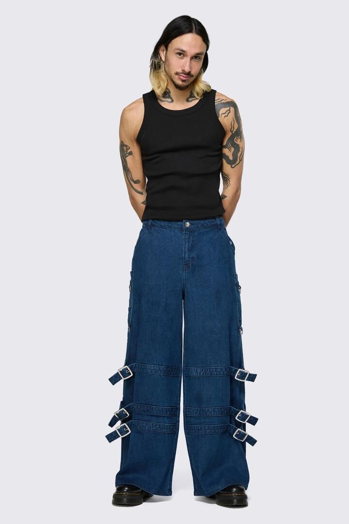 Image of Jeans. Product name - Dizzy Denim Cargo in Black colour by brand - Dangerfield