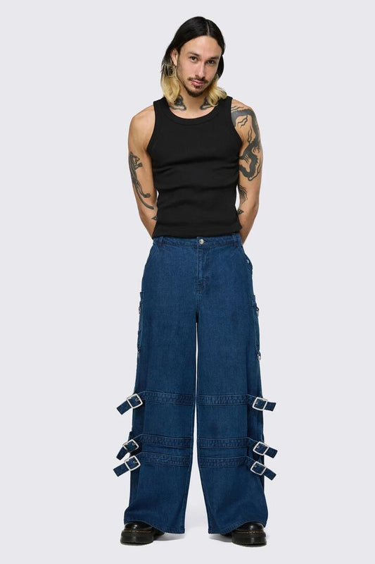 Image of Jeans. Product name - Dizzy Denim Cargo in Black colour by brand - Dangerfield