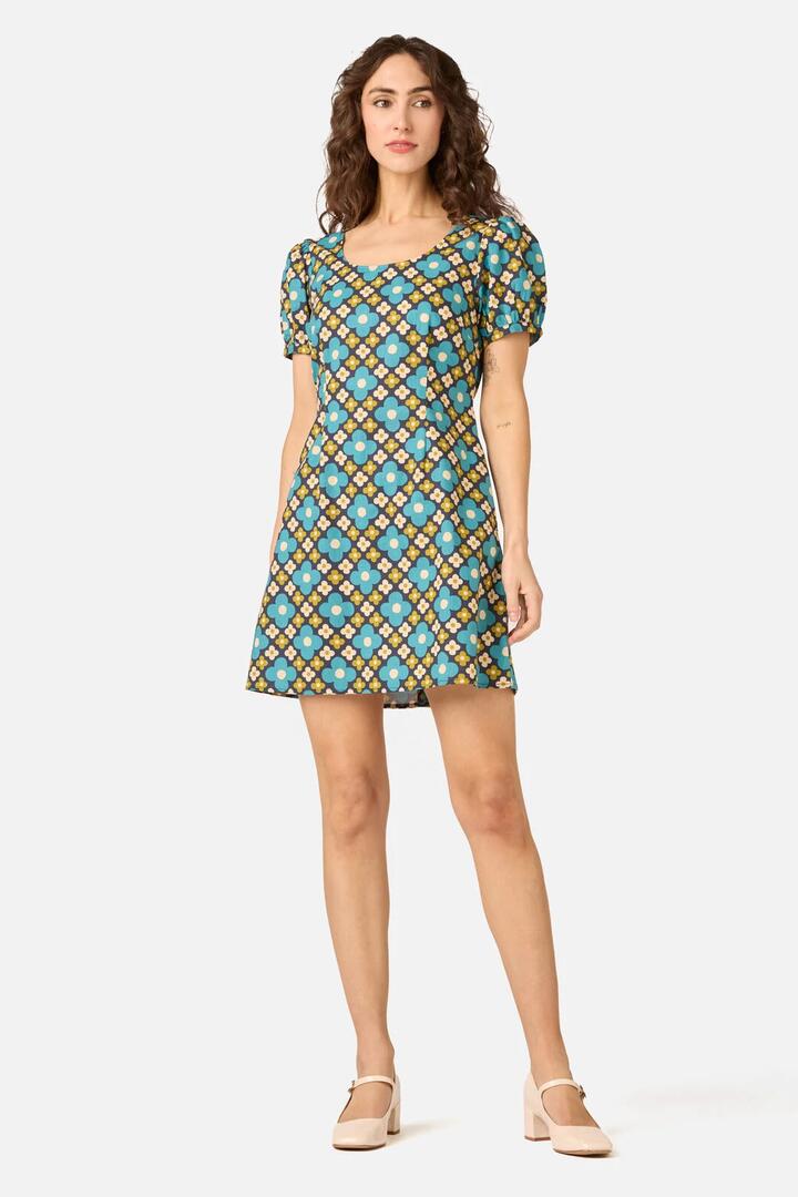 Image of Dresses. Product name - Mimi Retro Puff Sleeve Dress in Navy colour by brand - Princess Highway