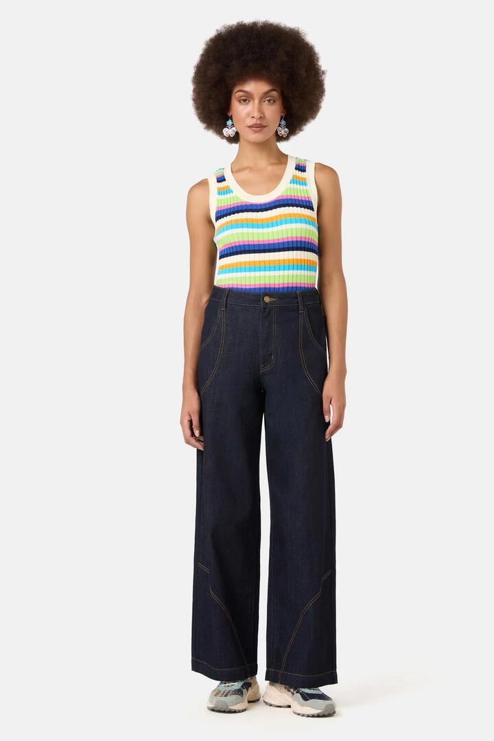 Image of Jeans. Product name - Zahra Stitched Jean in Indigo colour by brand - Gorman
