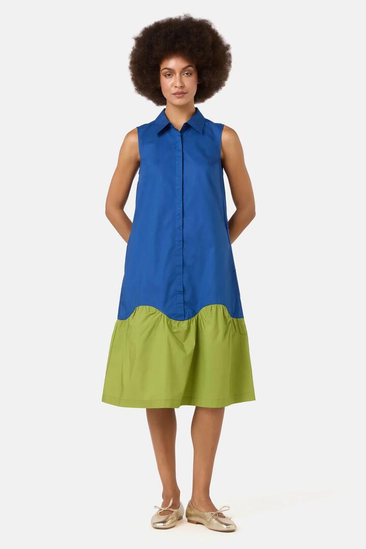 Image of Dresses. Product name - Longline Cotton Shirt Dress in Navy colour by brand - Gorman
