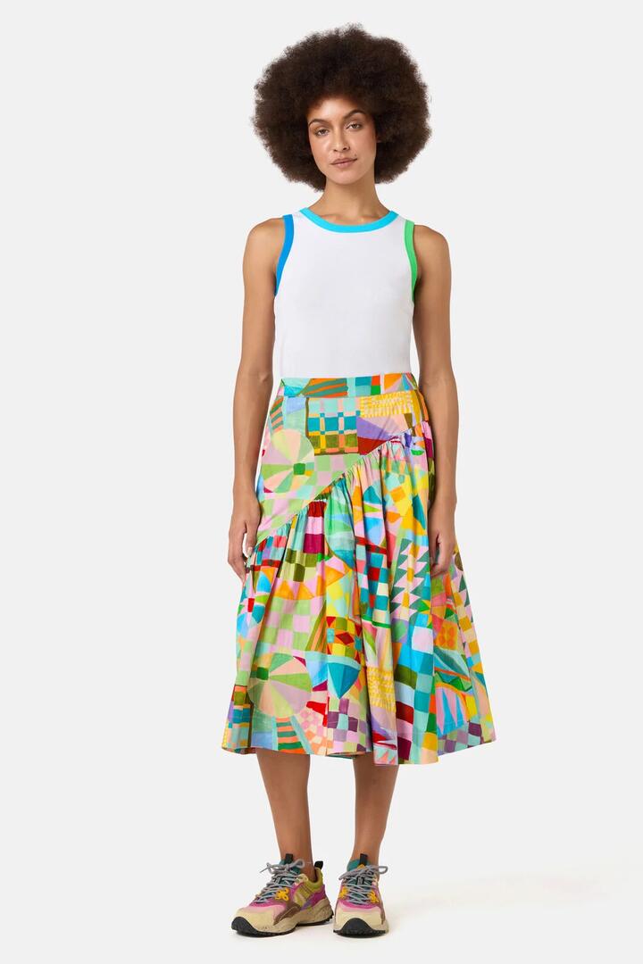 Image of a model wearing Skirts. Product name - Sunspill Skort in Print colour by brand - Gorman
