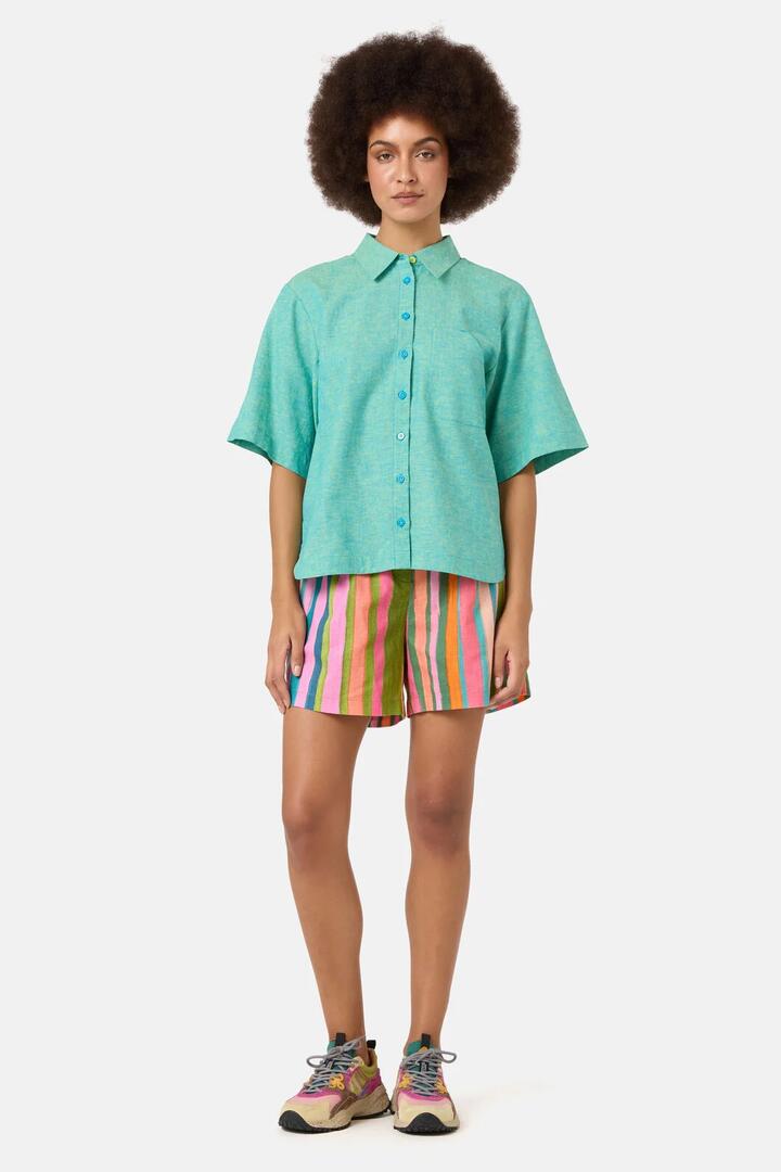 Image of Shirts. Product name - Raw Coast Oversized Shirt in Turquoise colour by brand - Gorman