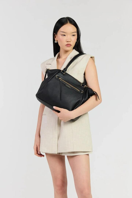 Image of Bags. Product name - Gita Black Large Tote Bag in Black colour by brand - Saben