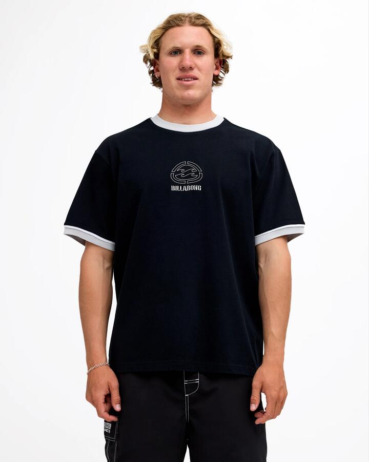 Image of T-Shirts. Product name - Billabong Mens Spec 73 Bio Ringer T-Shirt Black in Black colour by brand - Billabong