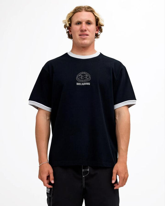 Image of T-Shirts. Product name - Billabong Mens Spec 73 Bio Ringer T-Shirt Black in Black colour by brand - Billabong