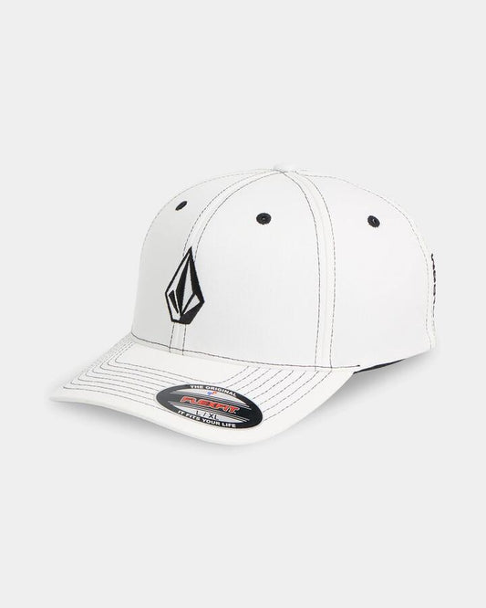 Image of Hats. Product name - Volcom Mens Full Stone Flexfit Hat White in White colour by brand - Volcom