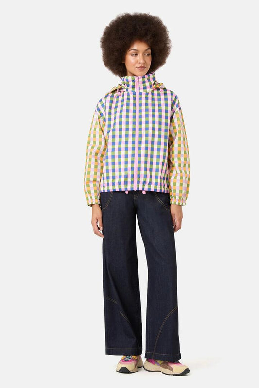 Image of a model wearing Rain Coats. Product name - Gillian Gingham Spray Jacket in Print colour by brand - Gorman