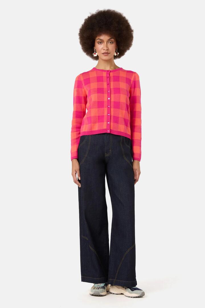 Image of Cardigans. Product name - Petal Patch Check Cardi in Check colour by brand - Gorman