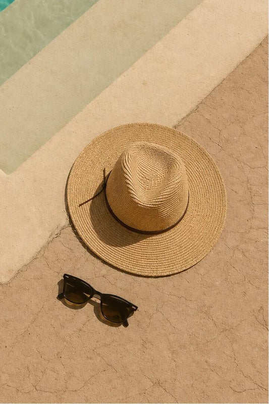 Image of Hats. Product name - Finley Natural Suede Trim Panama Hat in colour by brand - Among the Brave
