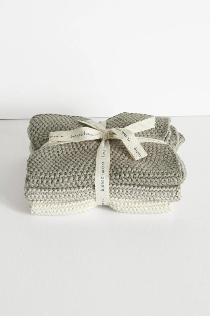 Image of Health & Beauty. Product name - Textured Lavette Set of 3 Taupe Wash Cloths in Taupe colour by brand - Bianca Lorenne