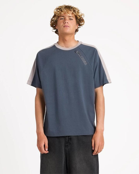 Image of T-Shirts. Product name - Billabong Mens Spec 73 Iconic T-Shirt Dirt Navy in Dirt Navy colour by brand - Billabong