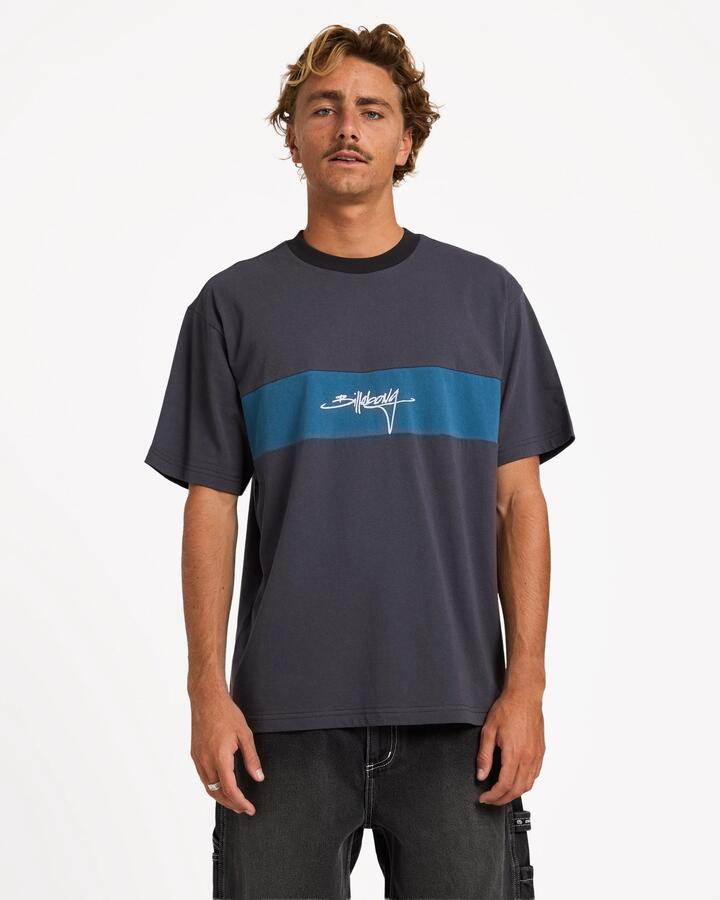 Image of T-Shirts. Product name - Billabong Mens Panel T-Shirt Aged Indigo in Aged Indigo colour by brand - Billabong
