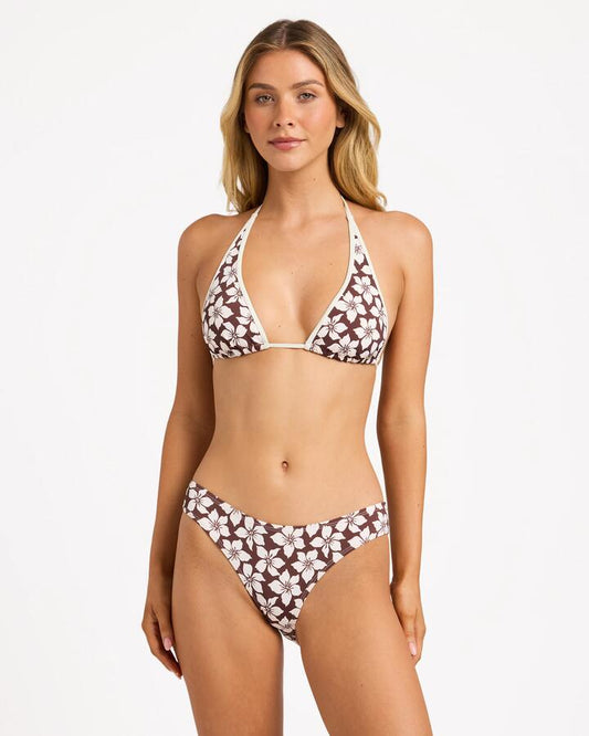 Image of Swimwear. Product name - Billabong Womens Playa Sol Sumi Halter Tri Bikini Top Teak in Teak colour by brand - Billabong