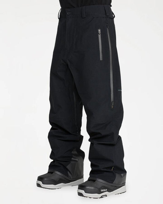 Image of a model wearing Pants. Product name - Volcom Mens Guch Gore-Tex Pants Black in Black colour by brand - Volcom