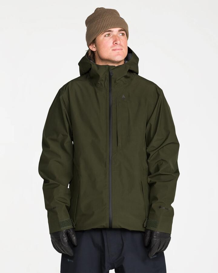 Image of Coats & Jackets. Product name - Volcom Mens Tester 3L Gore-Tex Jacket Dark Green in Dark Green colour by brand - Volcom
