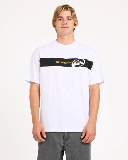 Image of T-Shirts. Product name - Quiksilver Mens Tilt Panel T-Shirt White in White colour by brand - Quiksilver