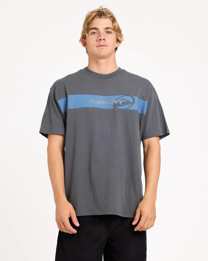 Image of T-Shirts. Product name - Quiksilver Mens Tilt Panel T-Shirt Iron Gate in Iron Gate colour by brand - Quiksilver