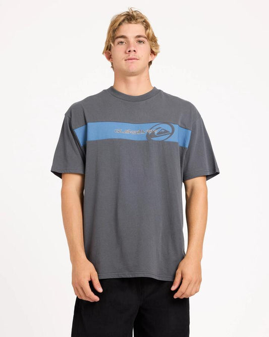 Image of T-Shirts. Product name - Quiksilver Mens Tilt Panel T-Shirt Iron Gate in Iron Gate colour by brand - Quiksilver