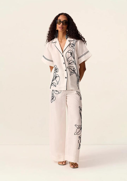 Image of Shirts. Productname: Lily Embroidery Shirt in Ivory colour by brand - MOS The Label