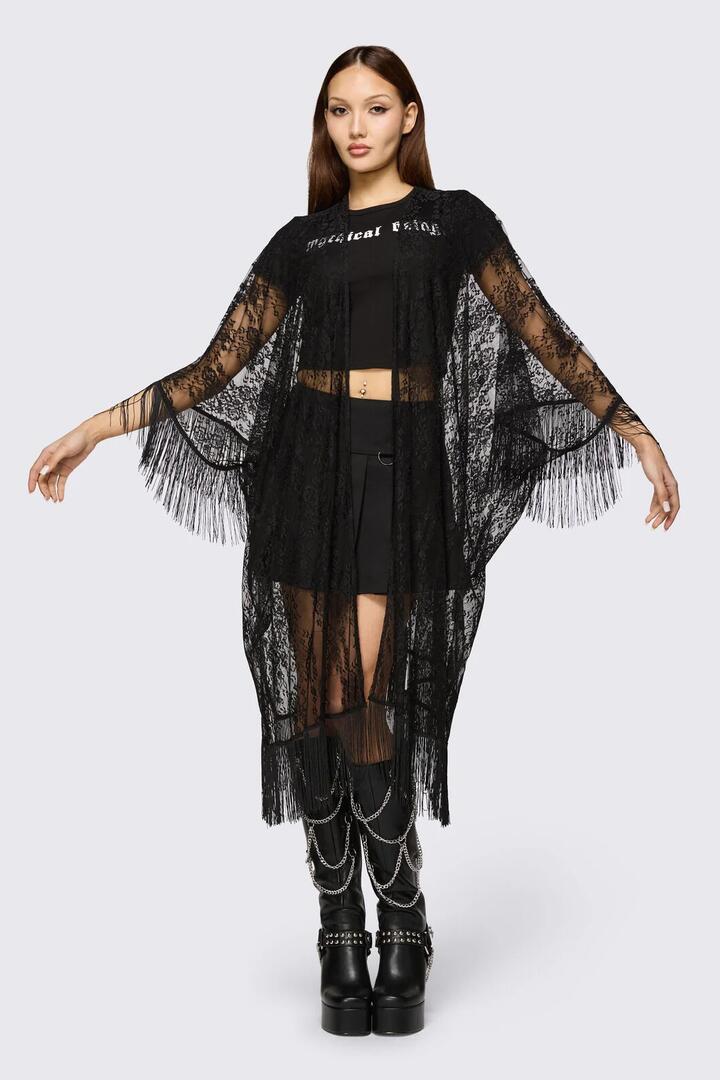 Image of Coats & Jackets. Product name - Affinity Goth Lace Cloak in Black colour by brand - Black Friday