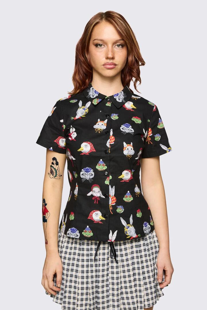 Image of Blouses. Product name - Bonnet Cutie Blouse in Black colour by brand - Dangerfield