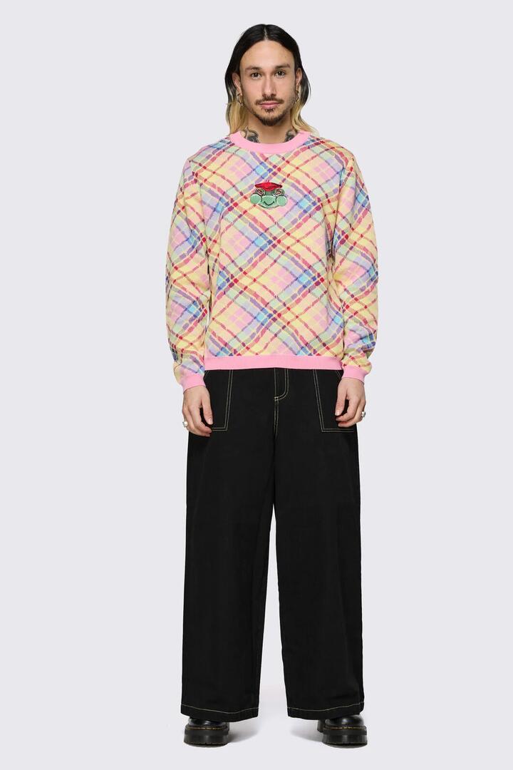 Image of a model wearing Tops. Product name - Sweetpea Knit in Rainbow colour by brand - Dangerfield