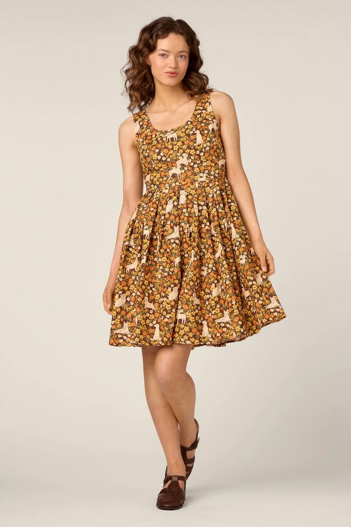 Image of Dresses. Product name - Dogs & Flowers Sun Dress in Chocolate colour by brand - Princess Highway