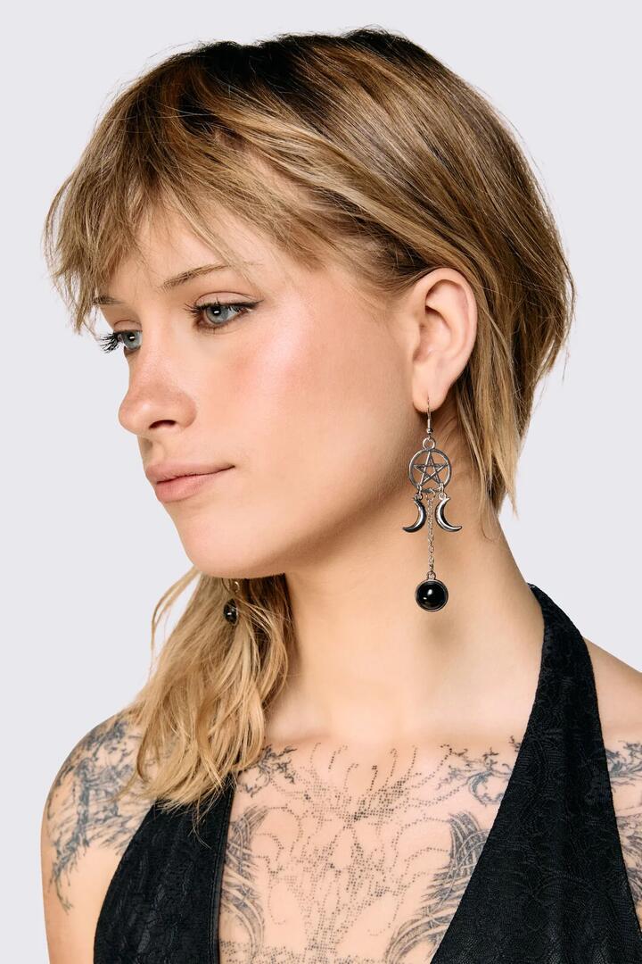 Image of Earrings. Product name - Occult Earrings in Silver colour by brand - Dangerfield