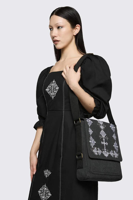 Image of Bags. Product name - Sunday Embroidered Canvas Bag in Black colour by brand - Black Friday