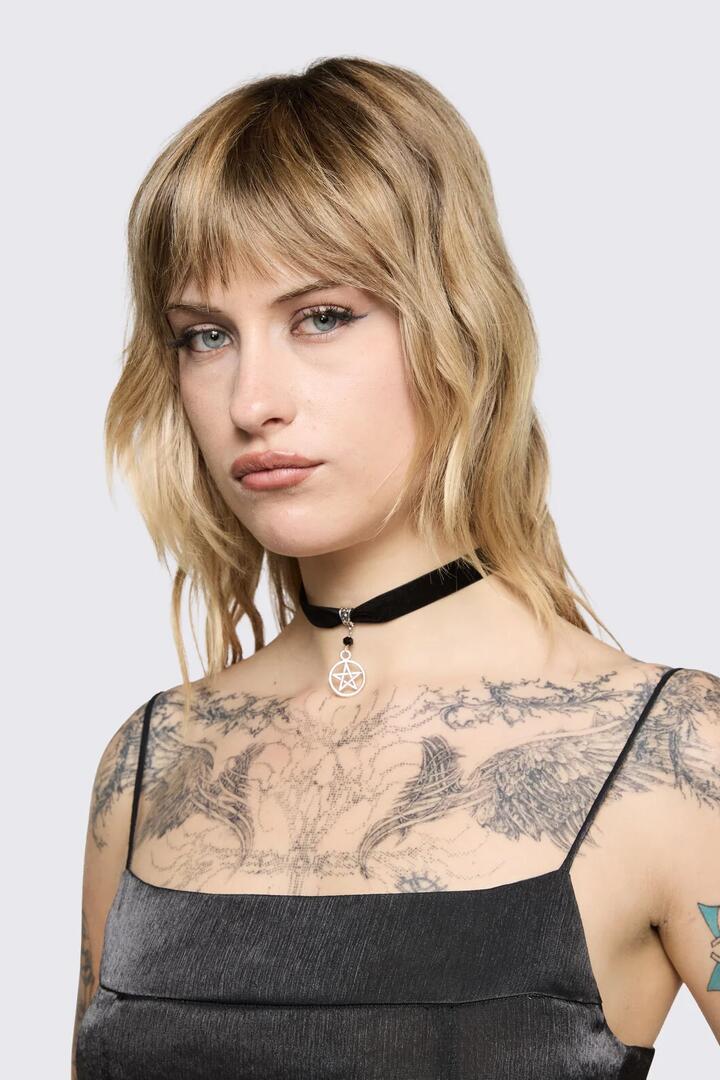 Image of Jewelry. Product name - Simple Pentagram Choker in Black colour by brand - Black Friday