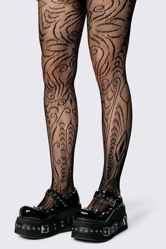 Image of Lingerie. Product name - Patterned Mesh Tights in Black colour by brand - Black Friday