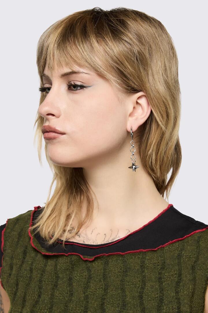 Image of Earrings. Product name - Flail Earrings in Silver colour by brand - Black Friday