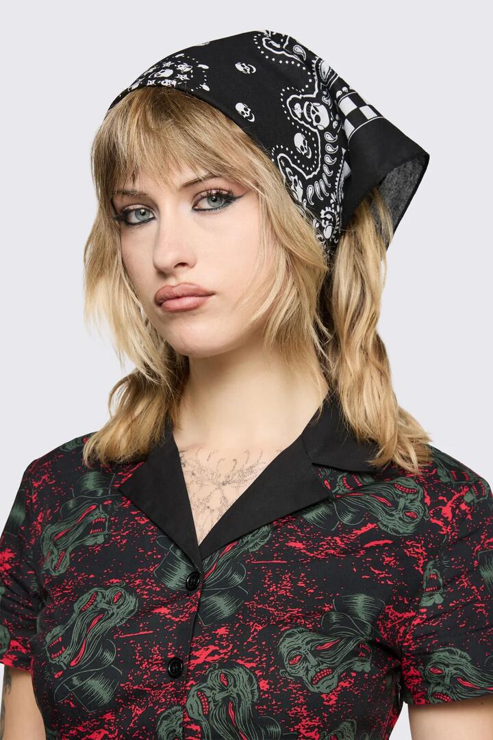 Image of Scarves & Shawls. Product name - Paisley Skull Bandana in Black colour by brand - Black Friday