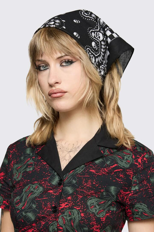 Image of Scarves & Shawls. Product name - Paisley Skull Bandana in Black colour by brand - Black Friday