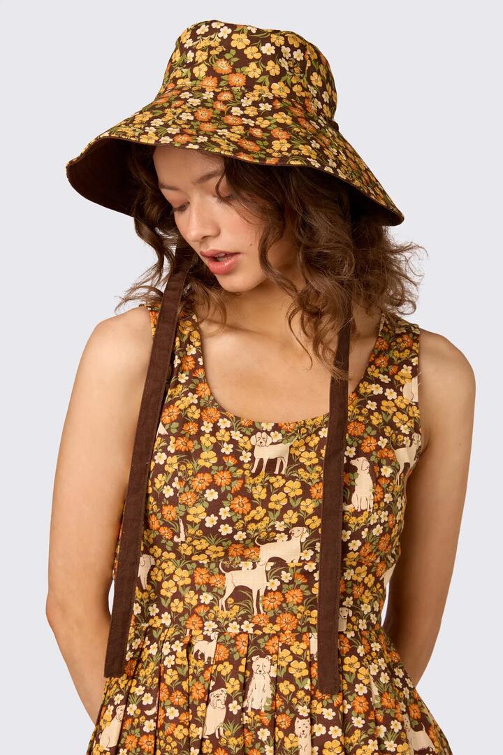 Image of Hats. Product name - Meadow Reversible Hat in Chocolate colour by brand - Princess Highway