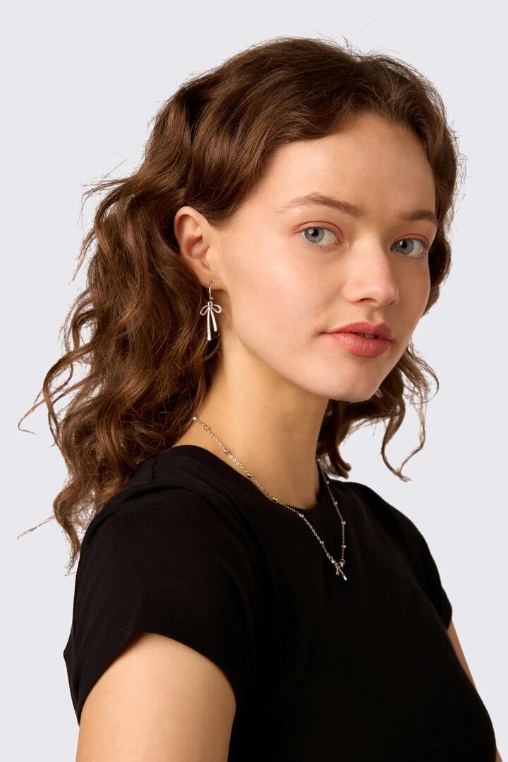 Image of Earrings. Product name - Silver Bow Sleeper Earrings in Silver colour by brand - Princess Highway