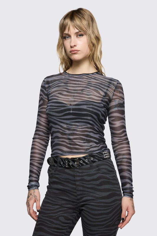 Image of Belts. Product name - Untamed Stripe Stud Belt in Black/Grey colour by brand - Dangerfield
