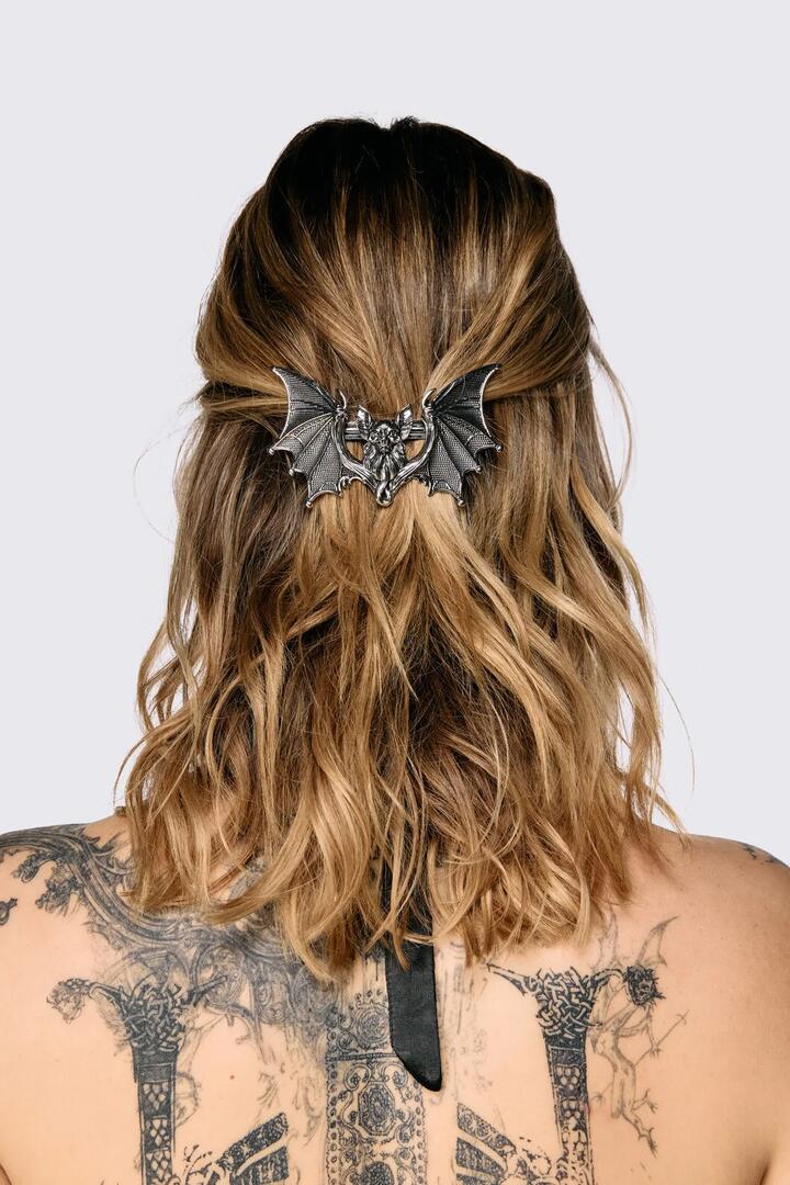 Image of Hair Accessories. Product name - Bat Barrette Hair Clip in Silver colour by brand - Dangerfield