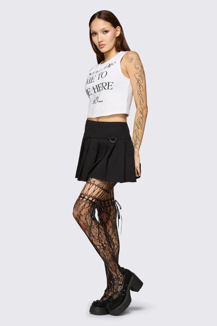 Image of Lingerie. Product name - Black Ribbon Tie Mesh Tights in Black colour by brand - Black Friday