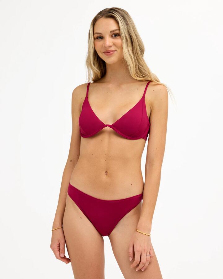 Image of Swimwear. Product name - Roxy Womens Beach Classics Mod Bikini Bottom Beet Red in Beet Red colour by brand - Roxy