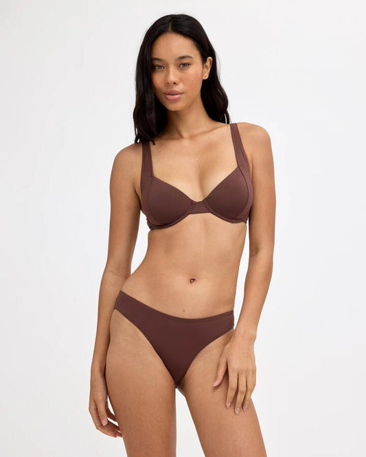 Image of Swimwear. Product name - Billabong Womens Sol Searcher Khloe Dd Bikini Top Teak in Teak colour by brand - Billabong