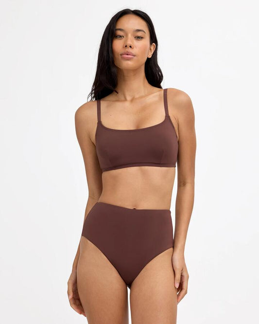 Image of Swimwear. Product name - Billabong Womens Sol Searcher Mia Dd Bralette Bikini Top Teak in Teak colour by brand - Billabong