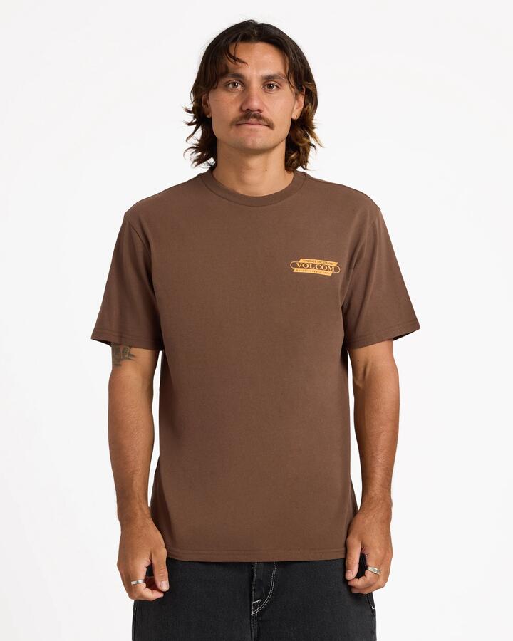 Image of T-Shirts. Product name - Volcom Mens Stone Built T-Shirt Brown Stone in Brown Stone colour by brand - Volcom