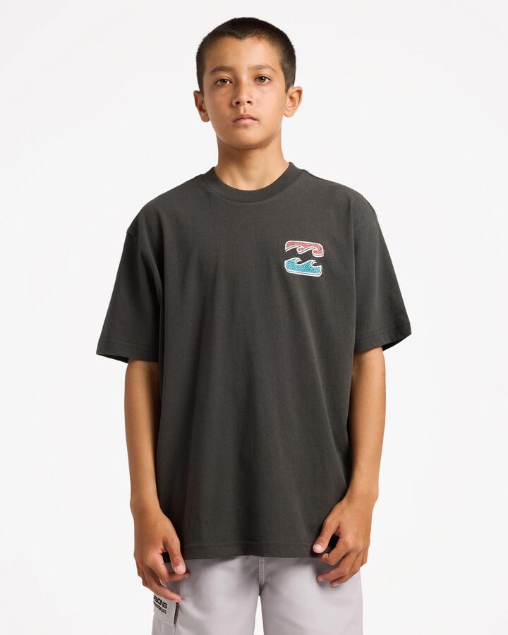 Image of T-Shirts. Product name - Billabong Boys 8-16 Boys Heritage Arch T-Shirt Raven in Raven colour by brand - Billabong
