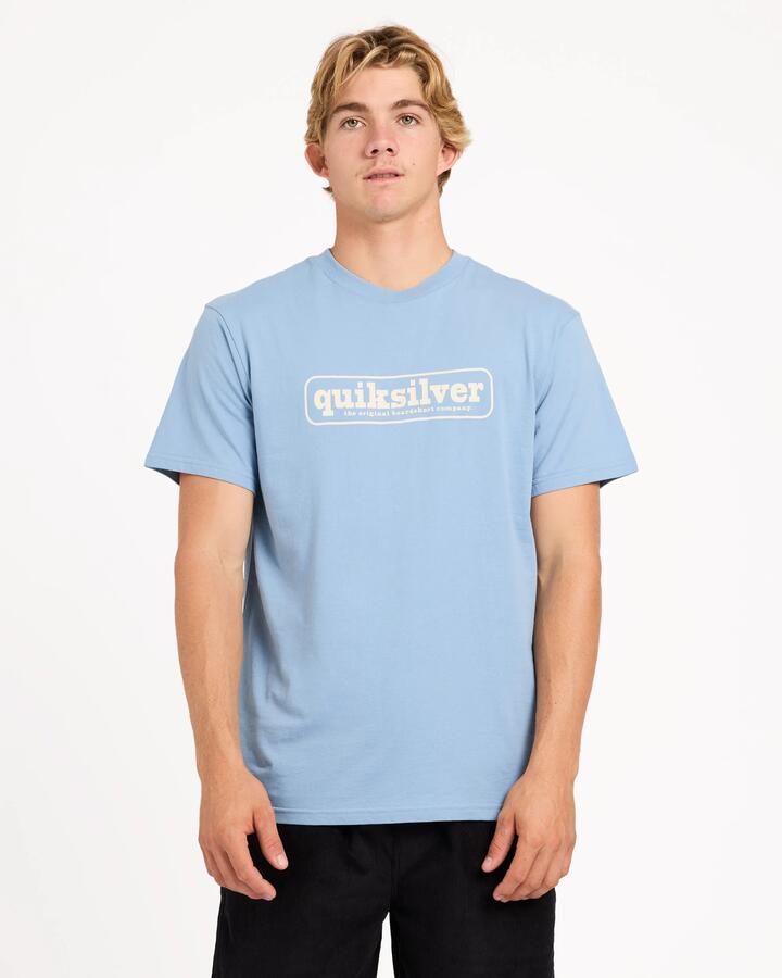 Image of T-Shirts. Product name - Quiksilver Mens Centres T-Shirt Faded Denim in Faded Denim colour by brand - Quiksilver